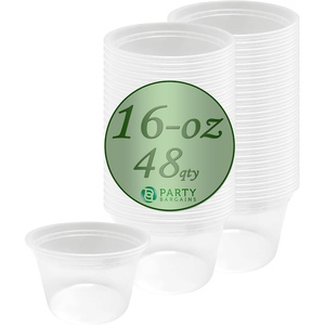 image:imagePARTY BARGAINS 16 oz Deli Containers with Lids  48 Count Round Clear Food Storage Plastic Containers Microwavable BPAFree Leakproof Takeout Container for Meal Prep