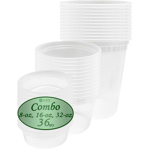 image:imagePARTY BARGAINS 36Pack Food Containers with Lids  8oz 16oz and 32oz Combo Deli Containers for Food Temperature Resilient Leak Proof amp Reusable