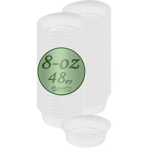image:imagePARTY BARGAINS 8 oz Deli Containers with Lids  48 Count Round Clear Food Storage Plastic Containers Microwavable BPAFree Leakproof Takeout Container for Meal Prep