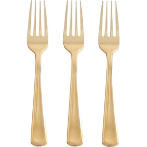 image:imageParty Bargains Disposable Plastic Silverware Flatware Forks  Durable amp Elegant Stylish Polished Gold Cutlery  Pack of 120