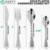 image:imagePARTY BARGAINS Hammered Silver Plastic Cutlery Set 40Piece  Heavy Duty Flatware Utensils Forks Spoons Knives Teaspoons for Parties Events Weddings CateringSilver