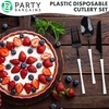 image:imagePARTY BARGAINS Disposable Plastic Cutlery Set 40 Piece Infinity Design Flatware Heavy Duty 16 Forks 8 Knives 16 Spoons for Weddings Events Catering Black White