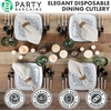 image:imagePARTY BARGAINS Disposable Plastic Cutlery Set 40 Piece Infinity Design Flatware Heavy Duty 16 Forks 8 Knives 16 Spoons for Weddings Events Catering Black White