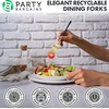 image:imagePARTY BARGAINS Disposable Plastic Dinner Forks 20 Piece Infinity Design Heavy Duty Party Utensils for Weddings Events Catering Navy Gold