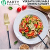 image:imagePARTY BARGAINS Disposable Plastic Dinner Forks 20 Piece Infinity Design Heavy Duty Party Utensils for Weddings Events Catering Navy Gold