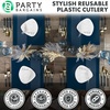 image:imagePARTY BARGAINS Disposable Plastic Dinner Forks 20 Piece Infinity Design Heavy Duty Party Utensils for Weddings Events Catering Navy Gold