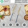 image:imagePARTY BARGAINS Disposable Plastic Navy Gold Dinner Knives Infinity Modern Design Utensils 20 Pack