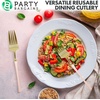 image:imagePARTY BARGAINS Disposable Plastic Salad Forks 20 Piece Infinity Design Heavy Duty Party Utensils for Weddings Events Catering Pink Gold