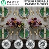 image:imagePARTY BARGAINS Disposable Plastic Salad Forks 20 Piece Infinity Design Heavy Duty Party Utensils for Weddings Events Catering Pink Gold