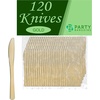 image:imagePARTY BARGAINS Disposable Plastic Silverware Flatwares Knives  Durable amp Elegant Stylish Polished Gold Cutlery  Pack of 120