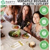 image:imagePARTY BARGAINS Plastic Cutlery Set 80 Pc Gold Disposable HeavyDuty Flatware  Includes 32 Forks 16 Knives amp 32 Spoons for Parties Weddings BBQs Events  Elegant amp Durable Plastic Utensils