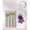 image:imageParty Bargains Disposable Plastic Gold Cutlery Set  Durable amp Elegant Stylish Polished Gold Cutlery  80 Forks 40 Knives 40 Spoons Party of 40