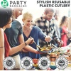 image:imageParty Bargains Disposable Plastic Gold Cutlery Set Infinity Modern Design Utensils 40 Pack 16 Forks 8 Knives 16 Spoons