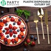 image:imageParty Bargains Disposable Plastic Gold Cutlery Set Infinity Modern Design Utensils 40 Pack 16 Forks 8 Knives 16 Spoons