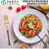 image:imageParty Bargains Disposable Plastic Navy Gold Salad Forks Infinity Modern Design Utensils 20 Pack