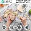 image:imageParty Bargains Disposable Plastic Pink Gold Dinner Knives Infinity Modern Design Utensils 20 Pack