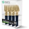 image:imageParty Bargains Disposable Plastic Navy Gold Salad Forks Infinity Modern Design Utensils 20 Pack