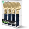 image:imageParty Bargains Disposable Plastic Navy Gold Soup Spoons Infinity Modern Design Utensils 20 Pack