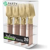 image:imageParty Bargains Disposable Plastic Pink Gold Dinner Forks Infinity Modern Design Utensils 20 Pack