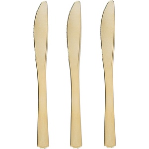image:imagePARTY BARGAINS Disposable Plastic Silverware Flatwares Knives  Durable amp Elegant Stylish Polished Gold Cutlery  Pack of 120