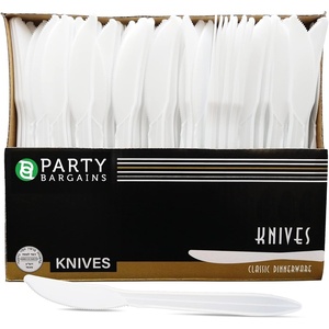 image:imagePARTY BARGAINS Plastic Knives  400 Count Lightweight Disposable White Knife Excellent for Desserts Appetizers Spices Samples or Everyday Use