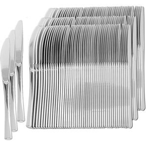 image:imagePARTY BARGAINS Silver Plastic Knives  120 Count Disposable Plastic Silverware Knives Durable amp Elegant Stylish Silver Cutlery