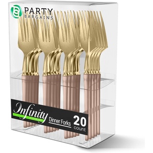image:imageParty Bargains Disposable Plastic Pink Gold Dinner Forks Infinity Modern Design Utensils 20 Pack