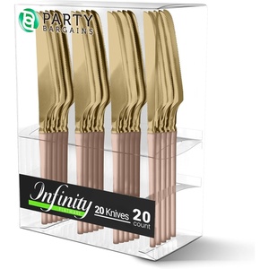 image:imageParty Bargains Disposable Plastic Pink Gold Dinner Knives Infinity Modern Design Utensils 20 Pack