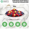 image:imagePARTY BARGAINS 12oz Contrast Collection Disposable Bowls Contrast Collection Clear with Black Rim 20 Pack