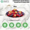 image:imagePARTY BARGAINS 12oz Contrast Collection Disposable Bowls Contrast Collection Clear with Gold Rim 10 Pack
