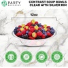 image:imagePARTY BARGAINS 12oz Disposable Plastic Bowls Contrast Collection Clear with Silver Rim 20 Pack