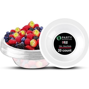 image:imagePARTY BARGAINS 12oz Contrast Collection Disposable Bowls Contrast Collection Clear with White Rim 20 Pack
