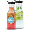 image:imagePARTY BARGAINS 50 oz Plastic Carafe with White FlipTab Lid Clear  3 Pack HeavyDuty SpillResistant Pitchers for Iced Tea Juice Cold Beverages Powdered Drinks Mimosa BarBlack Lid