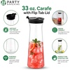 image:imagePARTY BARGAINS 50 oz Plastic Carafe with White FlipTab Lid Clear  3 Pack HeavyDuty SpillResistant Pitchers for Iced Tea Juice Cold Beverages Powdered Drinks Mimosa BarBlack Lid