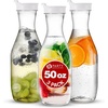 image:imagePARTY BARGAINS 50 oz Plastic Carafe with White FlipTab Lid Clear  3 Pack HeavyDuty SpillResistant Pitchers for Iced Tea Juice Cold Beverages Powdered Drinks Mimosa BarWhite Lid