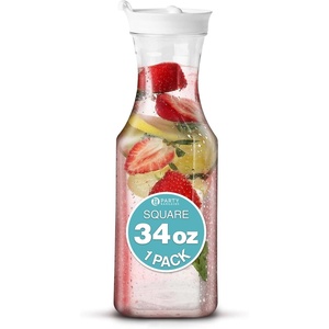 image:imagePARTY BARGAINS 50 oz Plastic Carafe with White FlipTab Lid Clear  3 Pack HeavyDuty SpillResistant Pitchers for Iced Tea Juice Cold Beverages Powdered Drinks Mimosa BarWhite Lid